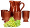 MamboCat 5tlg.-Set: Tonkrug 1L + 4 Tonbecher 175ml Ton-Geschirr robust braun glasiert Servier-Kanne Trink-Tassen mediterrane Küche Wein-Fest Mittelalter-Markt