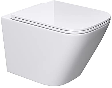 doporro Hänge-WC Spülrandlos 52x36x36cm Wand WC inkl. Softclose Keramik Tiefspül-Toilette Weiß Aachen112