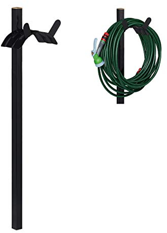 Relaxdays Schlauchhalter für Garten, stehend, für 61m Schlauch, Schlauchständer, Stahl, HBT: 107,5 x 25 x 18 cm, schwarz