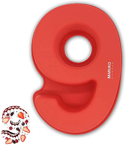 MARUKO Nummer tårtburkar silikon, nummer 9 kakform, 25,4 cm 3D stort silikonnummer tårtformer, bakformar för födelsedag och årsdag, BPA-fri, non-stick