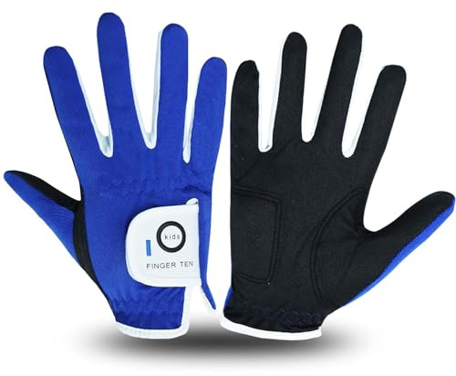 Gants de golf pour enfants, toutes saisons, doux pour main gauche et droite, paire de gants de golf respirants pour filles et garçons, résistants à l'usure, antidérapants et confortables (bleu, taille