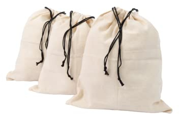 Shoe Bags for Travel Packing - Drawstring Sneaker Travel Bags - Cotton Cloth Shoe Dust Bags for Storage & Luggage - Washable Dust Cover Bags for Boots and Dress Shoes (3 Medium: 19x15)