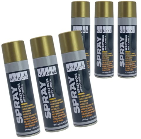 Bastelzone Peinture en aérosol Dorure 6 x 200 ml - Brillant - Lot de 6 bombes de 200 ml - Séchage rapide - Peinture en or brillant - Spray pour bois, pierre, mur, métal, verre pour décoration