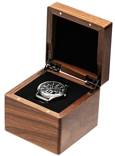COSISO Single Walnut Wooden Watch Box Watch Storage Travel Case Organizer for Men and Women Wristwatch Display Box Holder