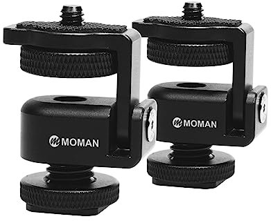 Supporto Monitor Fotocamera, Moman Cold Shoe Mount Adapter 1/4 Testa a Sfera Compatibile con Field Monitor Treppiede Faretto Fotografia(2 Pcs), Supporto-Monitor-Fotocamera-Hot-Shoe