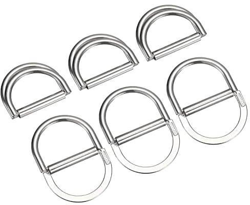 sourcing map Double Anneau D Boucles, 6pcs 20mm(0.79) Métal Réglable Multi-usage D Anneaux pour Vêtements Ceinture Robe Bretelles Sacs Écharpe, Argent Ton