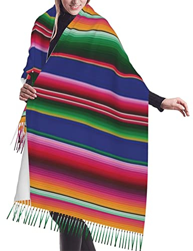 ENPAP Coloré Mexicain Serapes Femmes Écharpe À Franges Grand Doux Cachemire Sensation Châles Wraps Étole Légère 196x68 cm