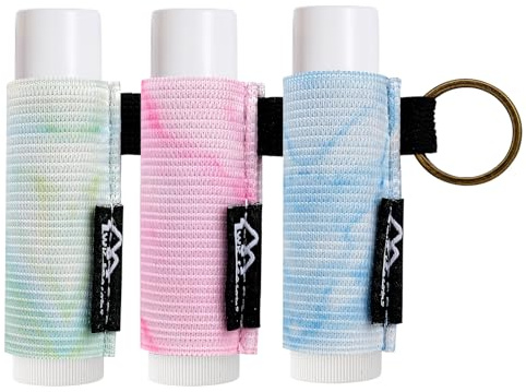 WK IEASON Lip Balm Holder Keychain, Small Christmas Gifts Stocking Stuffers for Teen Girls Women, 3PCS Clip on Lip Gloss Holder Compatible With Chapstick, Burt's Bees Sleeves Elastic Lipstick Holder