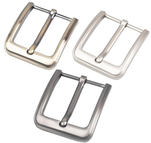 Sgehai bältesspännen för män, metallbältesspännen, enkelt fyrkantigt bältesspänne ersättning för män kvinnor bälte, (38–40 mm) bältesspännen, Silvervit+bron+mörkgrå, NO