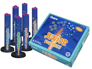 Vama Feuerwerk Fontänen Set Junior – 6-teiliges Jugendfeuerwerk mit bunten Sternen & Chrysanthemen – kleine Fontänen & Sternspritzer für Geburtstag, Party & Silvester