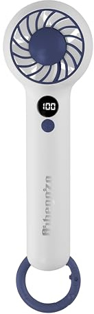 Orbegozo HF 2200 Ventilador de Mano Mini 110g con Display Digital, 3 Velocidades, Gancho/Base de Sobremesa, Batería 1200mAh, Carga USB-C, Diseño Ultra Compacto