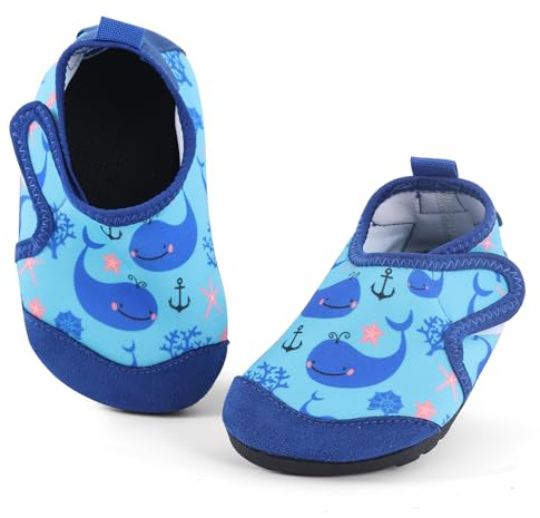 MASOCIO Kids Water Shoes Boys Girls Childrens Toddler Swim Swimming Beach Socks Infant Baby Sea Surf Pool Wet Aqua Socks Non Slip Size 5.5 6 UK Child Blue