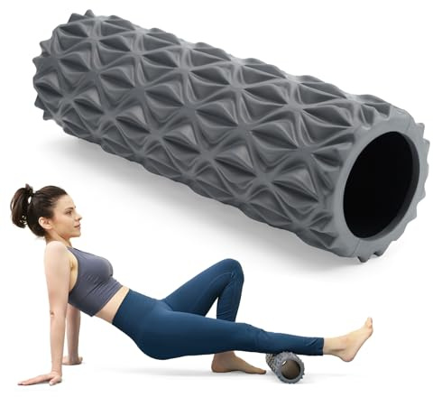 Zmarthumb Foam Roller - 15 inch Deep Tissue Massager for Muscle Massage, Myofascial Trigger Point Release, Exercise, Yoga, Pilates & Stretching(Gray)