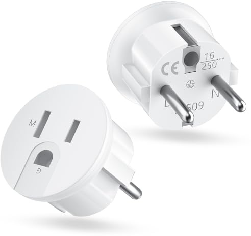 Reseuttag USA till Europa 2 delar adapter - kompatibel med USA, Tyskland, EU och DE