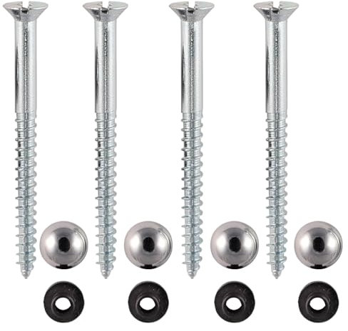Mirror Screws 50mm with Chrome Dome Caps and Rubber Grommets Pack of 4 Zinc Plated Screws for Bathroom Glass Signs Wardrobe Panels