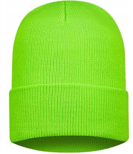 Hatstar Neon Beanie | zum Kostüm für Karneval Fasching 80er 90er Jahre Party | Damen Mütze - Herren Wintermütze Strickmütze (neon grün)