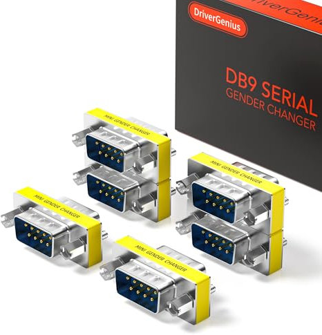 DriverGenius Serial RS232 Gender Changer - 9-Pin DB9 Male-to-Male Adapter (Metal, RS232M2M-6A, 6 Pcs/Pack)