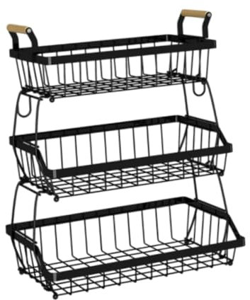 Folpus Rack de Almacenamiento de Vegetales de Espacio de Espacio de múltiples bocadillos de contenedores de múltiples Nivel