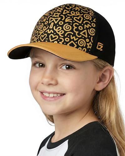 GADIEMKENSD Cappellino Baseball per Bambini e Bambine, Cappello con Visiera Bambino, Cappello Baseball Regolabile da Sole Bambini Protezione UV Berretto per L'Estate, per 4-9 Anni, Nero-Oro