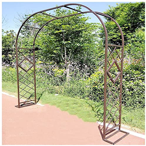 Enrejado de arco de jardín, soporte de metal resistente para plantas trepadoras, columna de jardín resistente al óxido, ancho ajustable, 140-380 cm, color marrón, ideal para decoración al aire libre