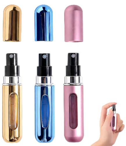 CZAYEFNH 3 Pezzi Atomizzatore di Profumo 5ml, Mini Bottiglia Spray Portatile, Perfetto per Viaggi, Passeggiate e Feste, Elegante e Compatto