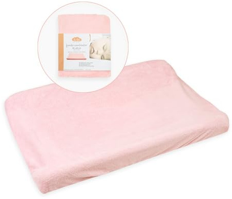 Ti TIN | Wickeltischauflagenbezug aus Frottee-Stoff, 80x50 cm | weicher und saugfähiger Wickelunterlagenbezug, Bezug aus adaptivem elastischem Gewebe, 100% Mikrofaser, Farbe: rosa