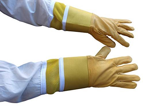 OZ ARMOUR premium quality Beekeeping Gloves - Cowhide Ventilated Glove, durable & breathable - Provide full Sting Protection - Perfect for Men & Women (M)