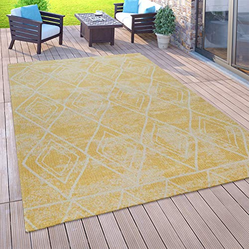 Paco Home Alfombra Exterior Balcón Pelo Corto Estilo Oriental, Distintos Colores Y Tamaños, tamaño:200x280 cm, Color:Amarillo