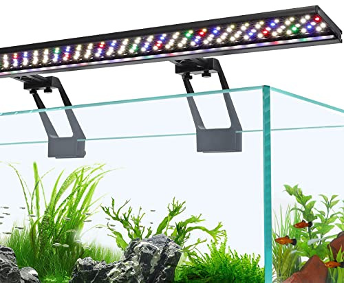 hygger Clip On Full Spectrum Aquarium LED Light, 42W Day-Night Dual Timer Sunrise-Day-Sunset-Moon Fish Tank Light, Adjustable Timer Brightness with 9 Colors for Planted Tank