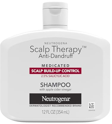 Neutrogena Scalp Therapy Anti-Dandruff Shampoo for Scalp Build-Up Control, 2.5% Salicylic Acid, with Apple Cider Vinegar Fragrance, 12 fl oz