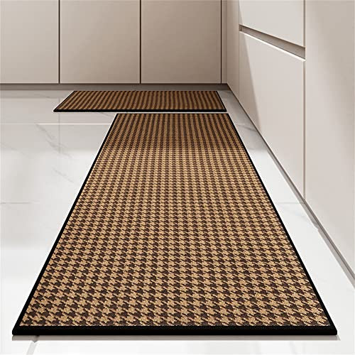 Mateju Küchenteppiche rutschfest, Leinen Badteppich Weiche Badezimmerteppich Wasserabsorbierend Badematte Waschbar Badvorleger für Dusche,Badewanne und Toilette (45x70cm,Chinoiserie-Curry)