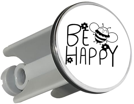 Huuraa Waschbeckenstöpsel Be Happy Biene 4cm höhenverstellbar Abflussstopfen Geschenkidee