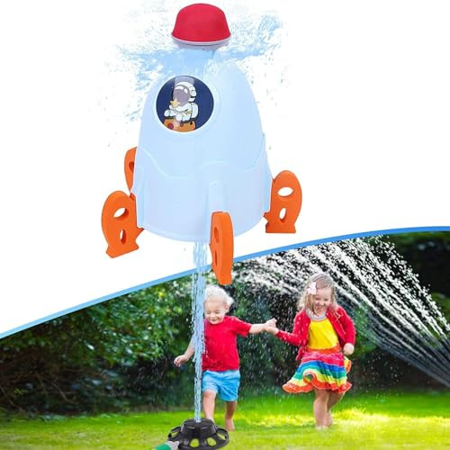 Wasserspielzeug Kinder Outdoor Spielzeug für Kinder, Sommer Wassersprüh Rakete Sprinkler mit Schlauchverbinder Garten Hinterhof Outdoor Spiel für Kleinkinder im Alter von 3-12