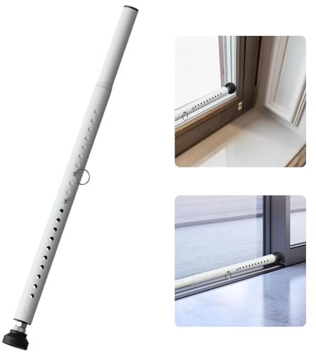 Sliding Glass Door Lock - 18-50inchs Adjustable Sliding Door Security Bar&Window Security Bar,1.18”Childproof Heavy Duty Burglar Bar for Window,Patio Doors,Kitchen,Balcony Sliders,Apartment(White)