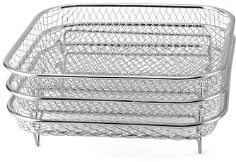Lot de 3 supports de friteuse à air comprimé en acier inoxydable 304, panier de friteuse empilable pour la cuisson, la cuisine, la déshydratation (carré)