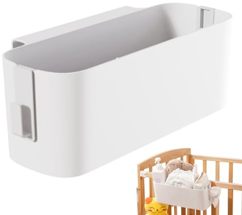 Hperu Bed Caddy,Bedside Caddy, Hanging Bunk Bed Caddy with 2 Hooks, Plastic Bunk Bed Shelf, 13.1x4.5x4.7 Bed Organizer for College Dorm Room Baby Bed Rails