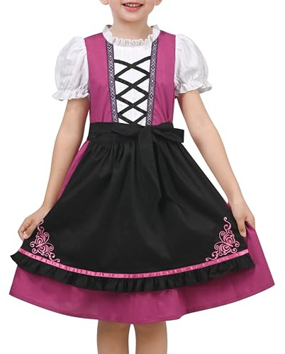 Sunny Fashion Vestito Bambina 2 Pezzi Set Tedesco Dirndl Oktoberfest Festival Grembiule da Cameriera 8 Anni