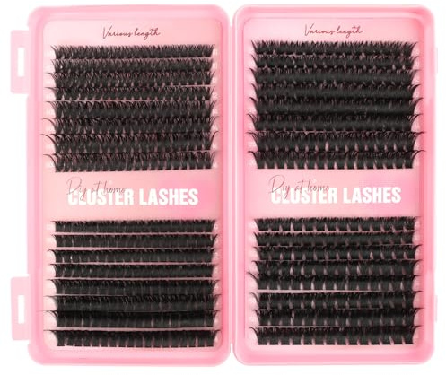 Silkiwinki Libro de Pestañas Postizas Individuales 544 Piezas, Pestañas de Racimo con Curl D 10-16MM, Extensiones de Pestañas para Volumen Dramático (60D+100D+120D+150D)