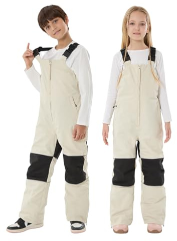 GSOU SNOW Girls Boys Snow Bibs Kids Snow Ski Pants Bib Overalls Waterproof Windproof Insulated 9-10Years