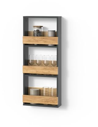 Livinity Portabicchieri da vino Regusa, Rovere dorato/antracite, 40 x 98 cm