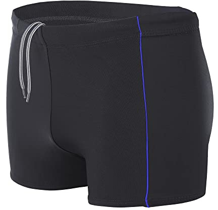 Aquarti Herren Badehose Kurz mit Kontrastpaspel, Farbe: Schwarz/Blau, Größe: L