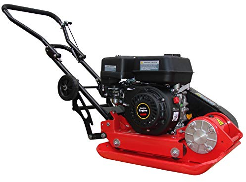 CROSSFER Rüttelplatte RPV-29142 Bodenverdichter 6,5PS Verdichtungstiefe 25 cm Gewicht 63 Kg inkl. Gummimatte und Fahrwerk