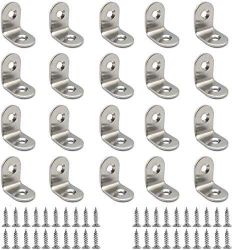 Winkelverbinder 20 StückEdelstahl 90 Grad Winkel Klammer 30 x 30 x 16 mm Winkel Edelstahl Winkel Gestell Halterung Eckstrebe Regalträger mit 40 Schrauben - Silber
