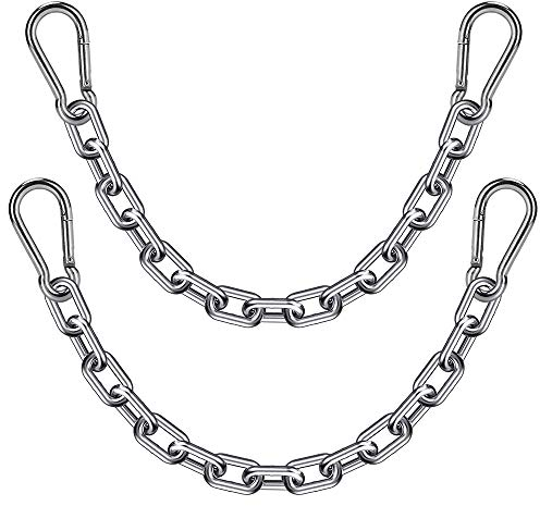 WAREMAID 2 Stück Edelstahl Verlängerungs Kette Karabiner für Aufhängung Schaukel, Hängesessel, Boxsäcke,Spielplatz,Hängematte,Yoga,Gym, Seil, 65cm