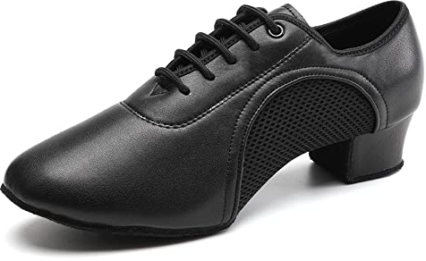 TINRYMX Damen Latein Tanzschuhe schnüren Herren Salsa Ballsaal Leistung Ballsaal Tanzschuhe,2801-Schwarz-3.5CM, EU 35