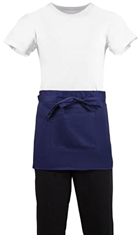 Whites Chefs Clothing BB179 Polycotton Short Bistro Apron, 373mm x 750mm, Navy Blue
