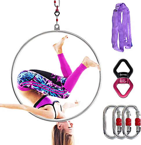 Aerial Hoop - Kit d'anneaux aériens professionnels en lyra hoop, 85 cm/90 cm/95 cm, en 3 tailles, en acier inoxydable, équipement d'anneau aérien avec matériel de montage complet, pour la maison, la