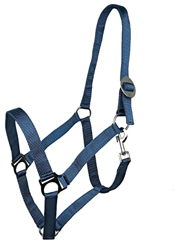 York Nylonhalfter Halfter Genickstück Verstellbar durch Schiebeschnalle Harmony Pferdehalfter (X-Full, dunkelblau)