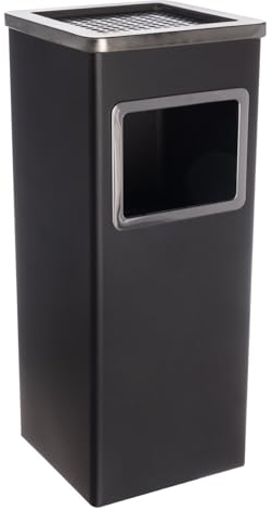 CURVASO Freistehender Aschenbecher aus Edelstahl, abnehmbar, für den gewerblichen Außenbereich, Innen- und Außenbereich, Schwarz / silberfarben