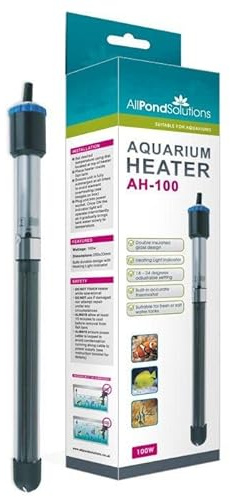 allpondsolutions 100w Aquarium Fish Tank Adjustable Submersible Heater, for Tropical and Marine Aquariums up to 100 Litres